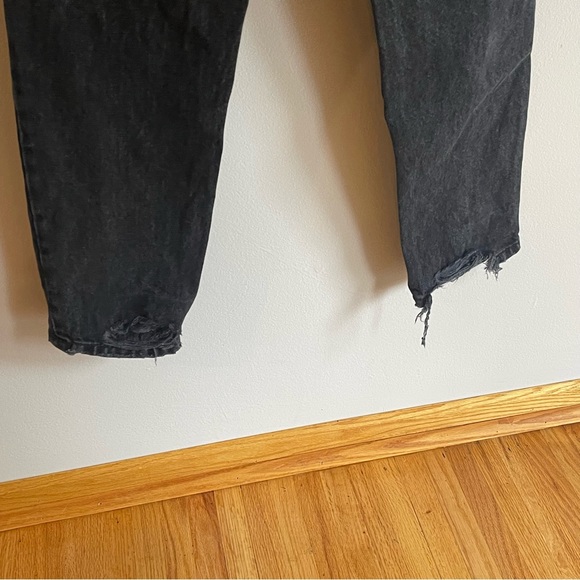Zara Mom Fit Jeans Straight Leg Ripped Black - Picture 11 of 12